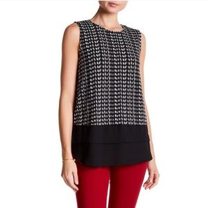 Vince Camuto Black White Sleeveless Top Size Large